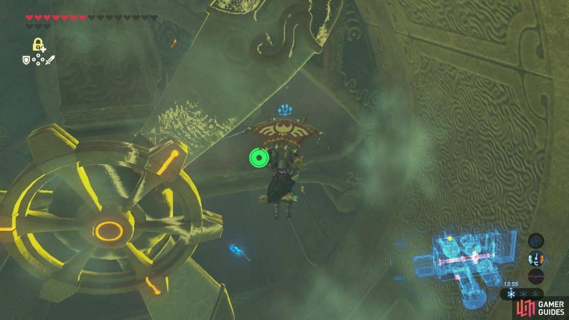 Fly past the fan whilst it&rsquo;s frozen in stasis mode.