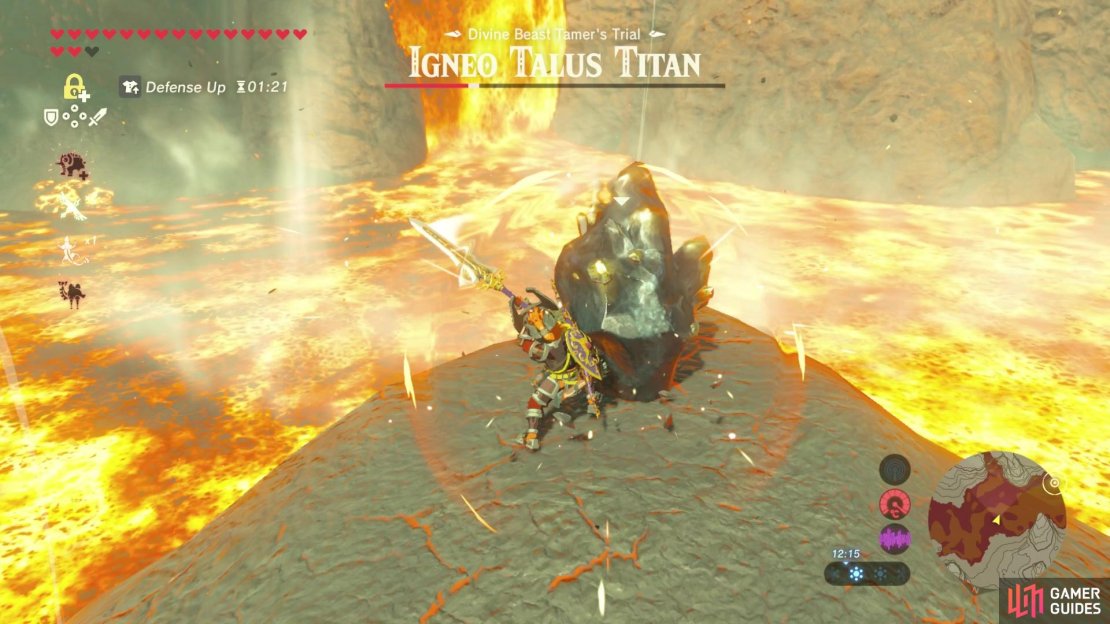 Then fly onto his back whilst he&rsquo;s cooled off and hit his ore vein.