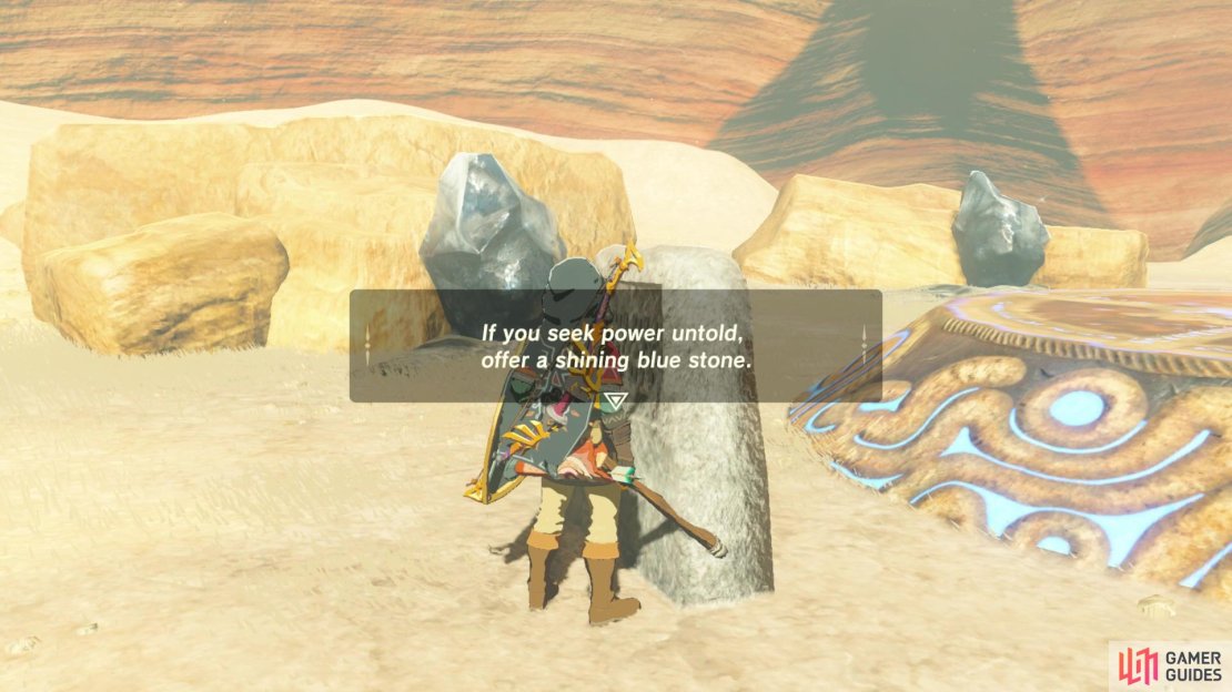 The stone slab has a riddle you&rsquo;ll need to solve to reveal the shrine.