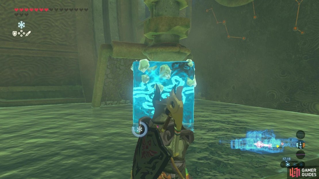 Use cryonis to form an ice block beneath the button.