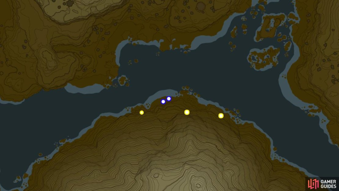 Blue and Golden Sparrow locations at Lanayru Bay.
