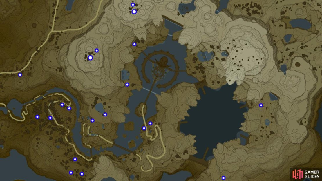 Hearty Truffle locations in the Lanayru region.