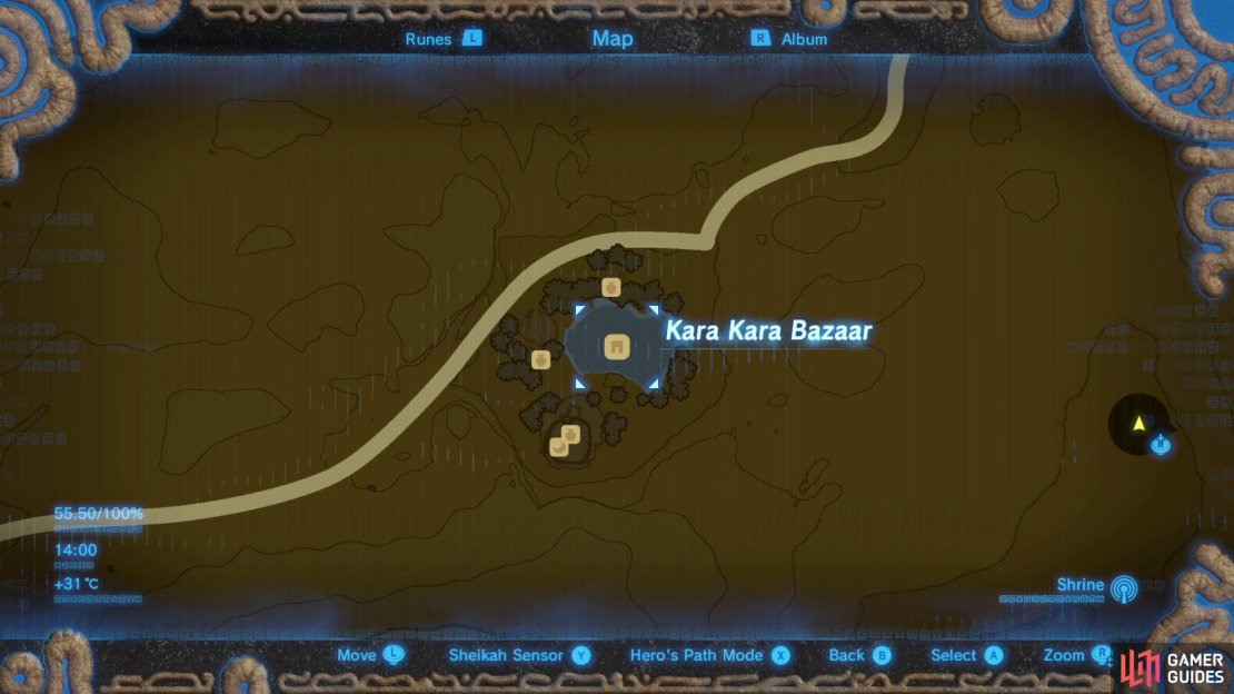 Fast-travel to Dako Tah Shrine and shield surf south.