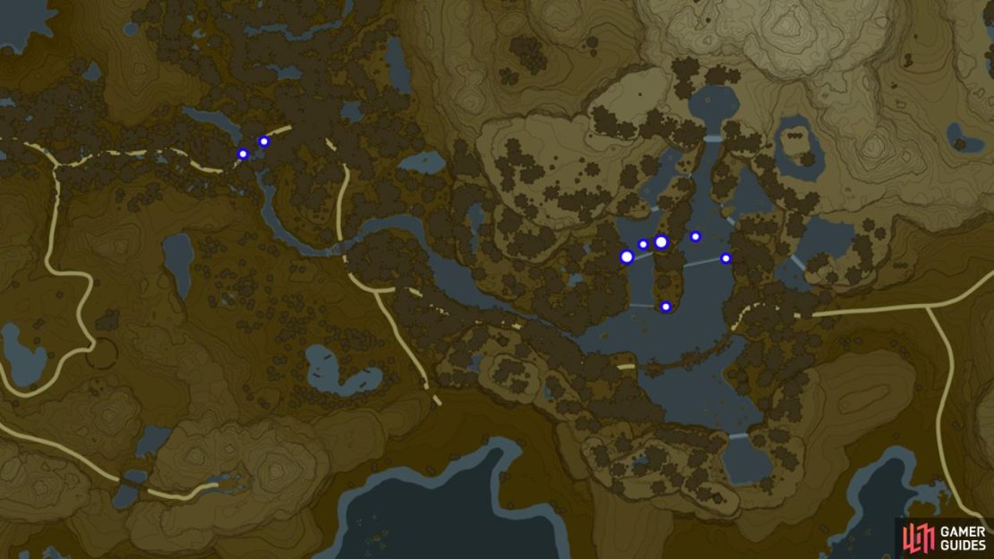 Pink Heron locations around Lake Floria.
