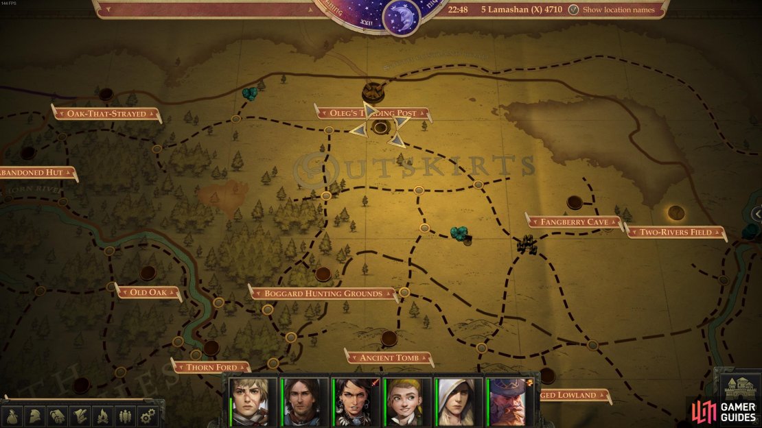 The location of Oleg&rsquo;s Trading Post, in the north of your kingdom.