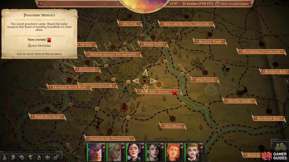 The location of the Poacher&rsquo;s Hideout on the map.