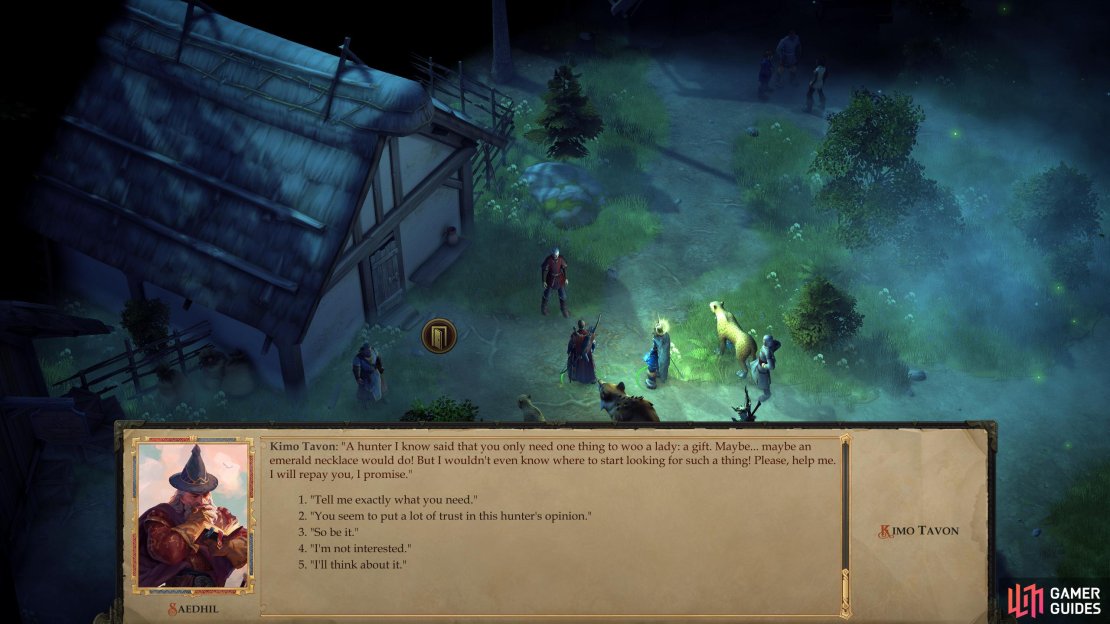 Kimo will ask you to bring him an Emerald Necklace, starting the quest &ldquo;Affairs of the Heart&rdquo;.