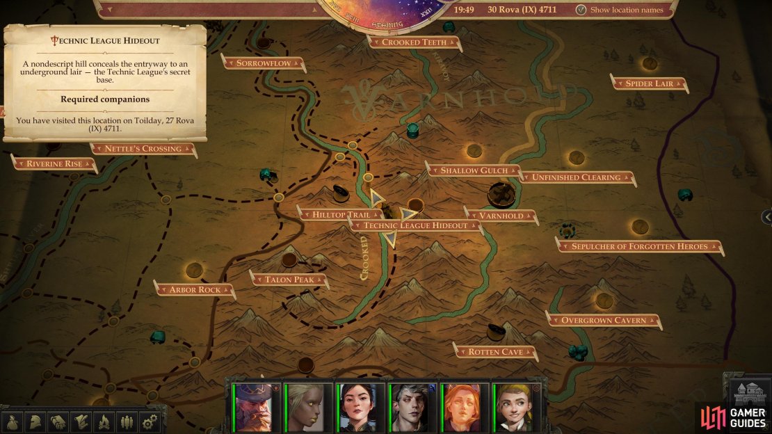 The location of the &ldquo;Technic League Hideout&rdquo; on the map.
