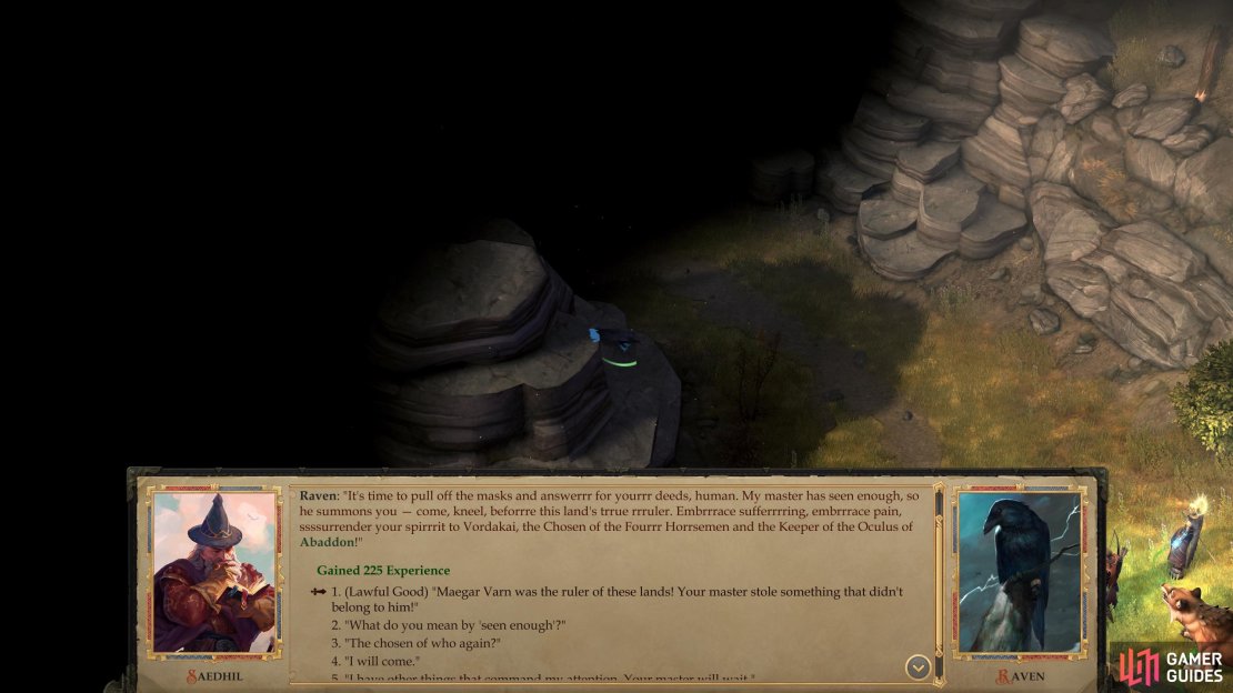 En route to Vordakai&rsquo;s Tomb you&rsquo;ll be pestered by the raven again.