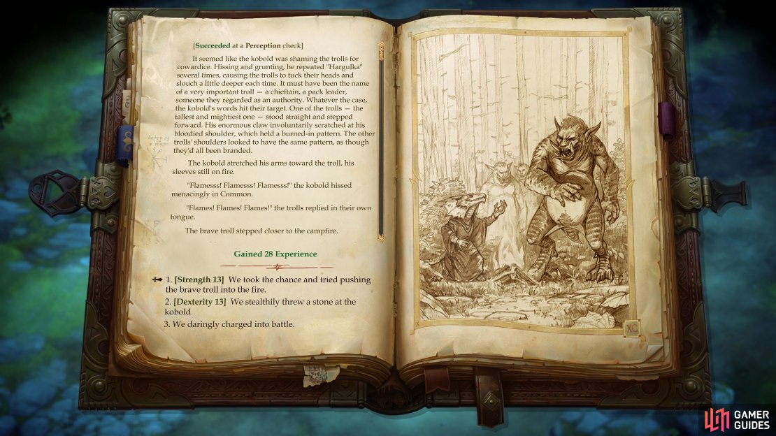 Make an Illustrated Book choice to reduce the number of trolls you&rsquo;ll have to fight.