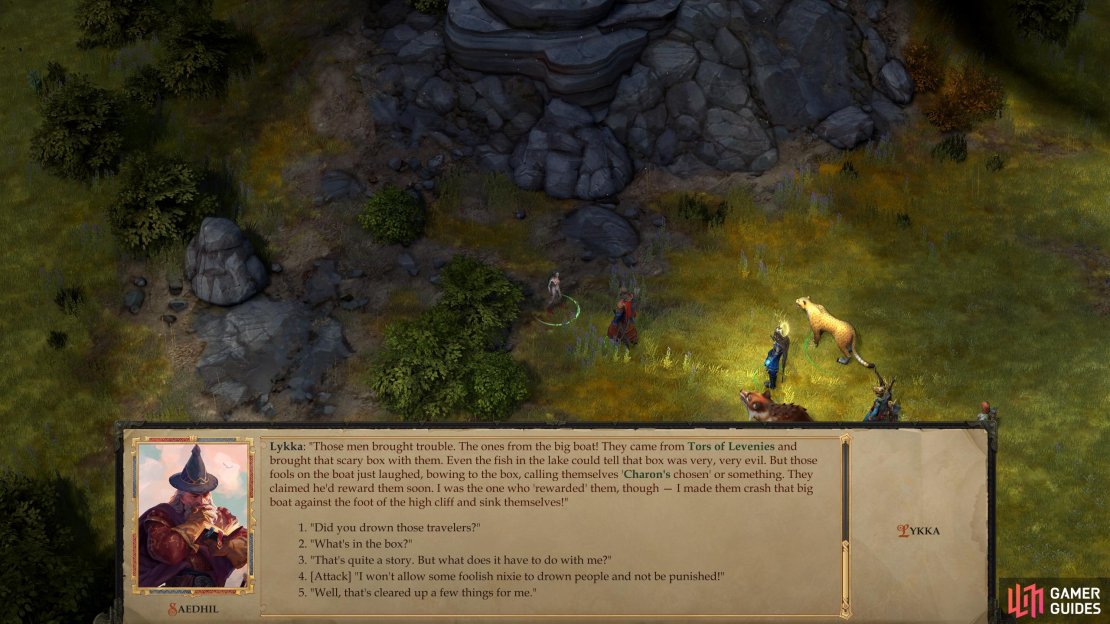Talk to a Nixie named Lykka near Lake Silverstep Village to learn about &ldquo;the scary box&rdquo;,