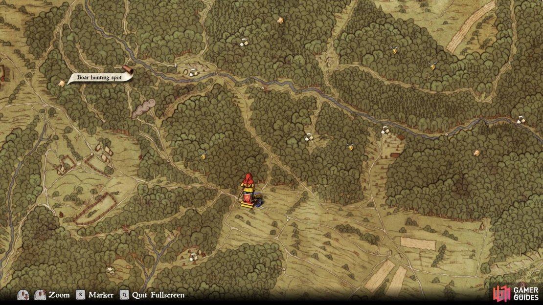 The boar hunting spot west of the Inn in the Glade.