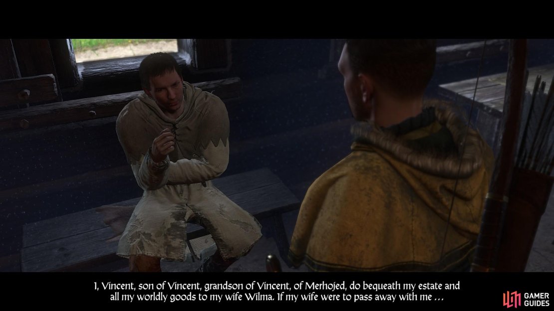 If you can read and write, you can also pick up the side quest &lsquo;Last Will and Testament&rsquo; from Vincent, the objective of which will take you to Sasau along with the request for help from the monastery.