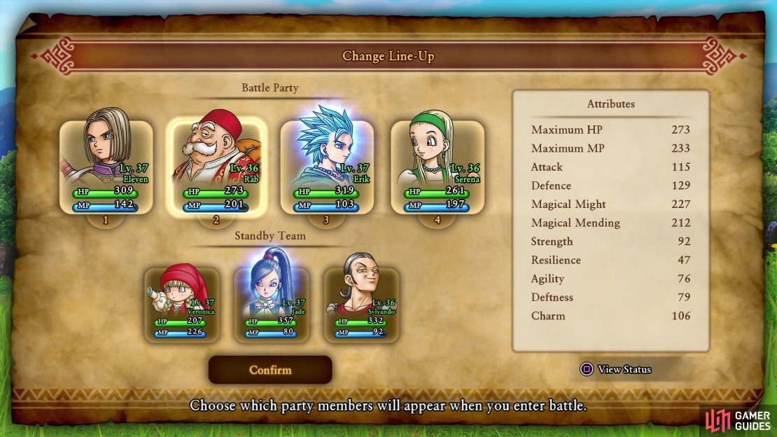 You can put characters out of battle once they&rsquo;re pepped up