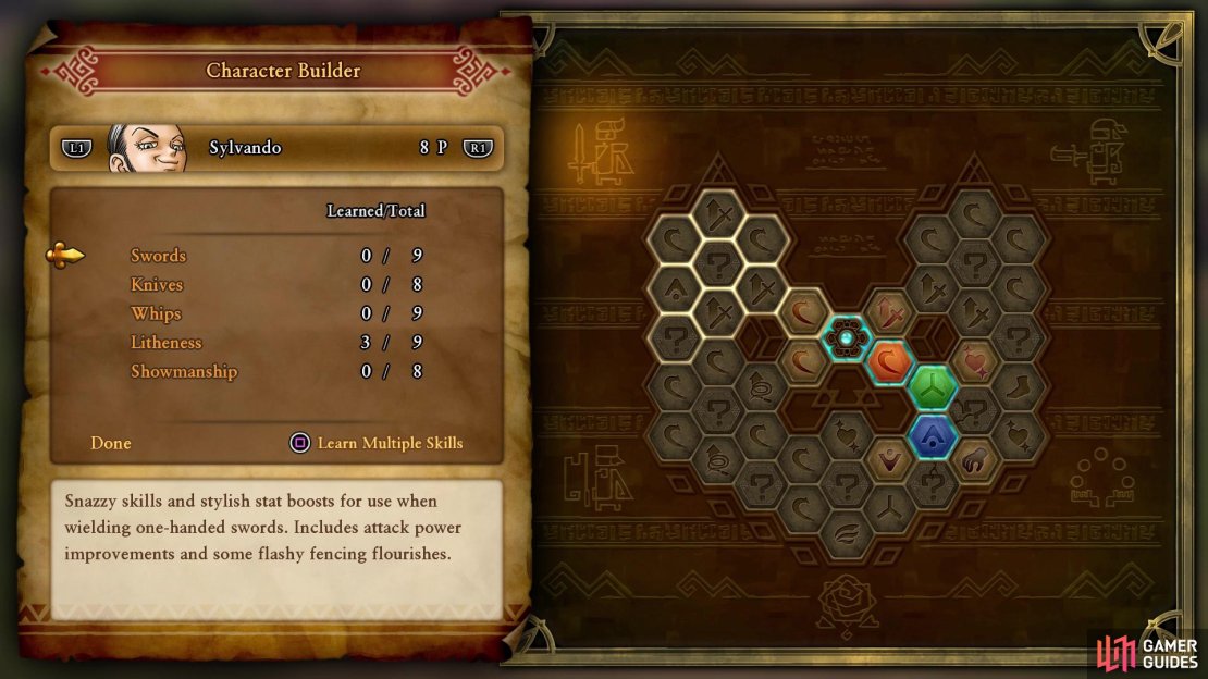 Sylvando&rsquo;s initial skill tree