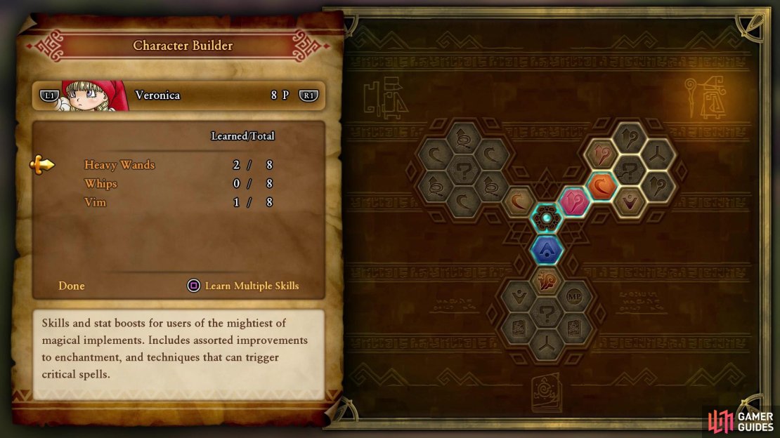 Veronica&rsquo;s Skill Tree upon getting her in your party.