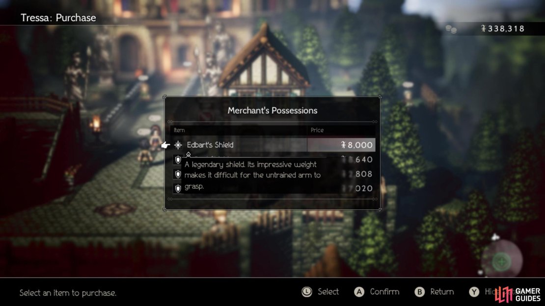 The merchant with Edbart&rsquo;s Shield can be found in front of the shop in northern Victors Hollow