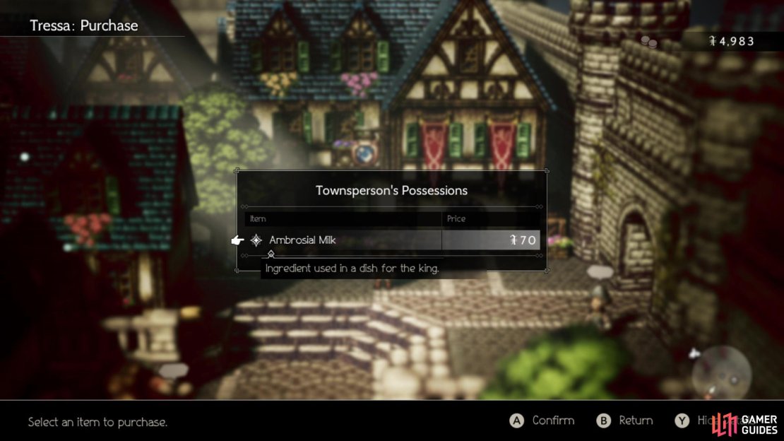 The person in front of the inn has the Ambrosial Milk