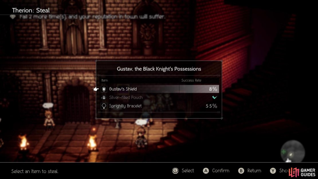 You can steal an extra Gustav&rsquo;s Shield off of him before the final battle