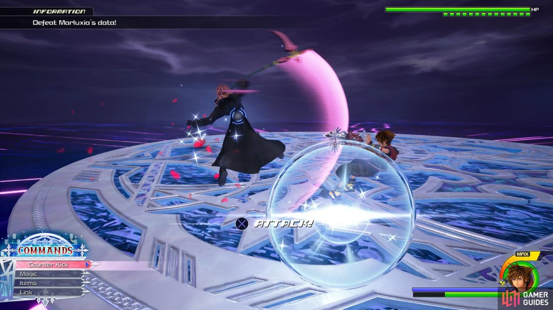 Be sure to dodge to avoid the last swing of his Scythe Combo