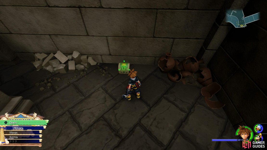 Search in the corner after dropping down from the statue&rsquo;s shield.