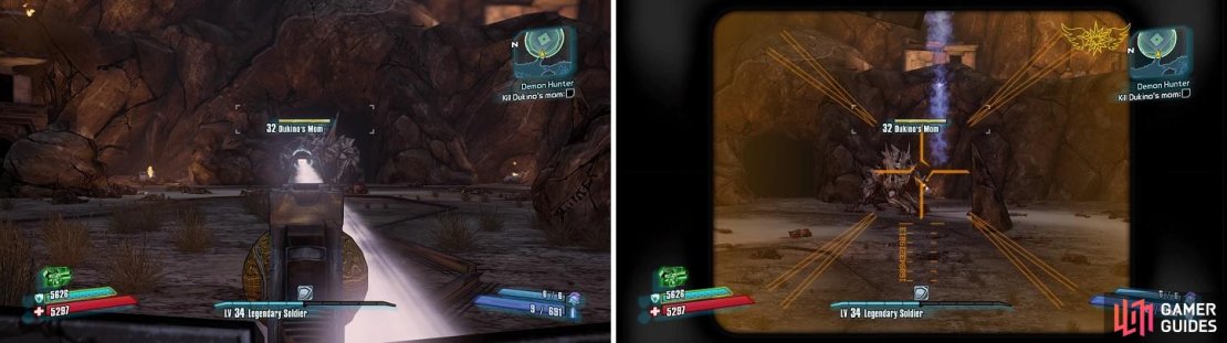 Dukino&rsquo;s Mom has two very dangerous attacks, a laser beam she shoots from her mouth (left) and electric balls (right).
