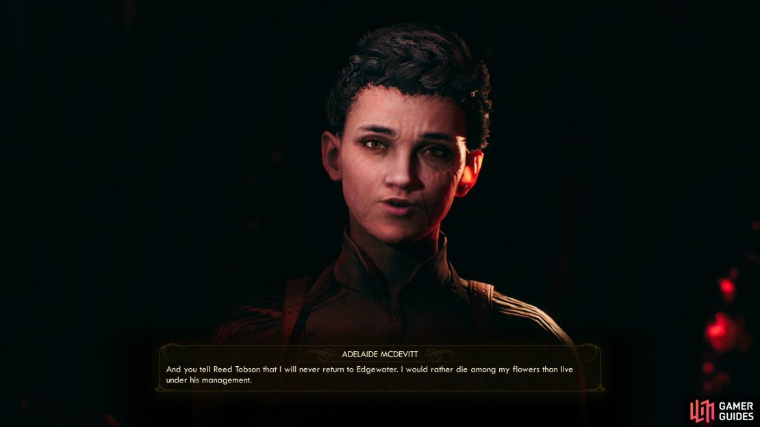 If you routed power away from the Botanical Lab, Adelaide will be understandably unhappy, and pointedly tell you she won&rsquo;t go back to Edgewater while Reed is in power.