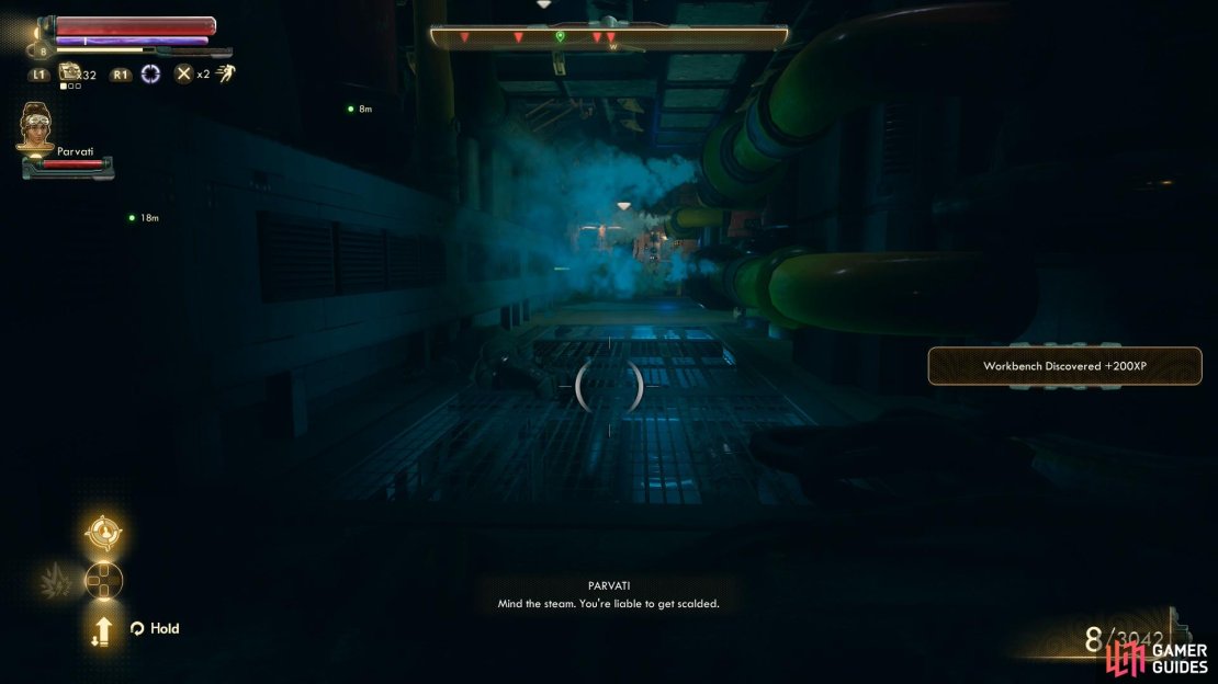Steam will block your advance down a hallway.