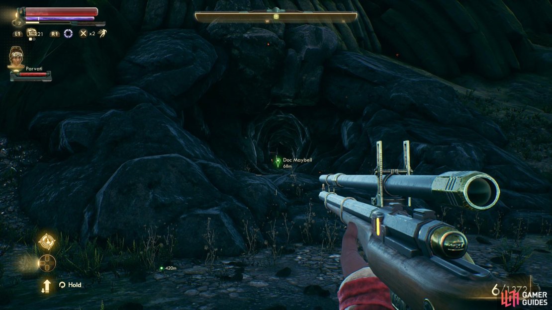 Find the cave Maybell hides in along the northwestern edge of the vale.
