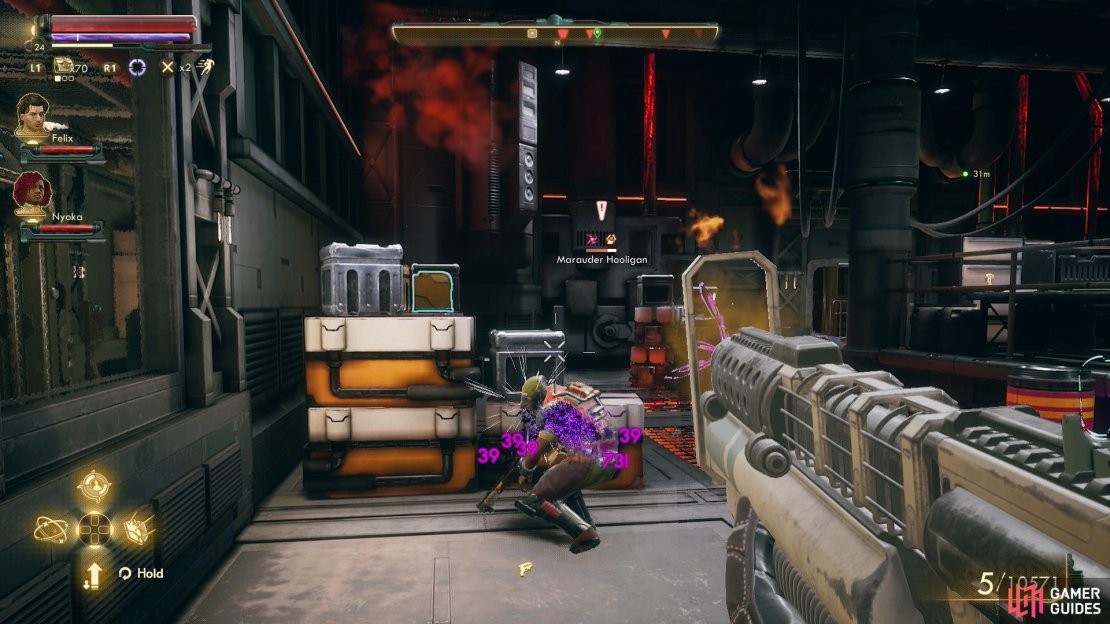 You can fight your way through the marauders on the upper floor