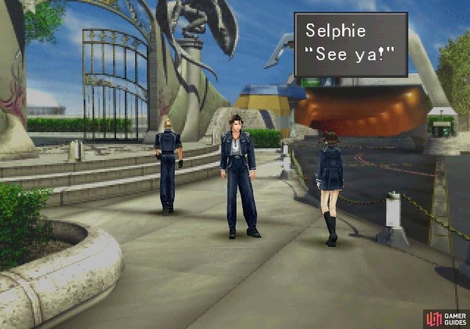 Zell and Selphie will leave the party when you return to Balamb Garden