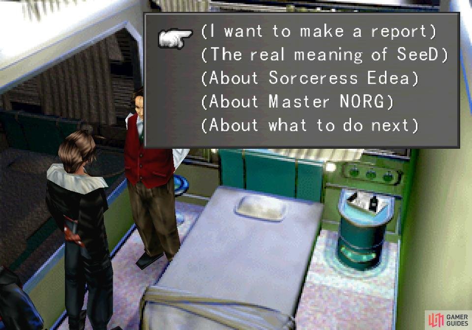 Talk to Cid after dealing with NORG