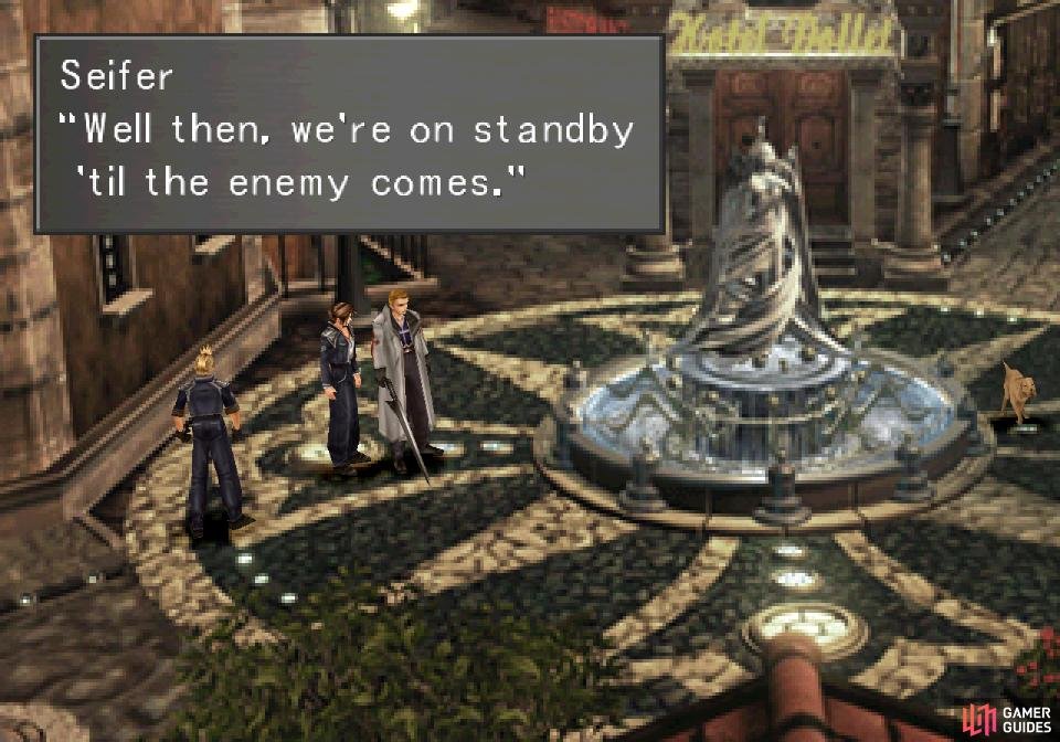 After you defeat the hiding Galbadian Soldier, talk to Seifer - the only time you should talk this mission
