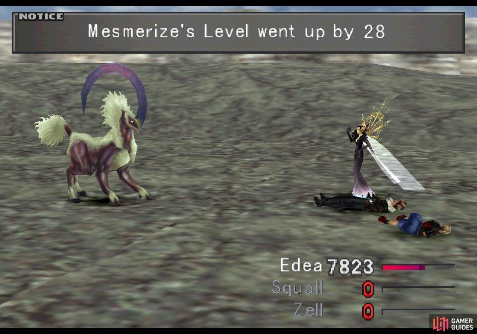 Use LV Up to boost the foes Edea fights