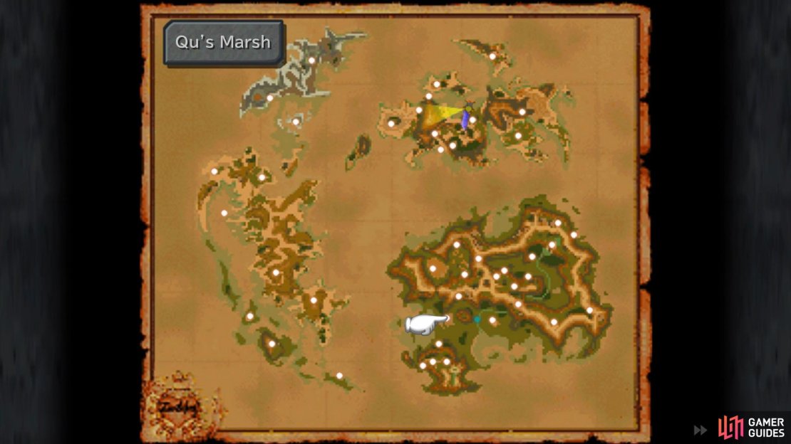 The location of Qu&rsquo;s Marsh on the Mist Continent