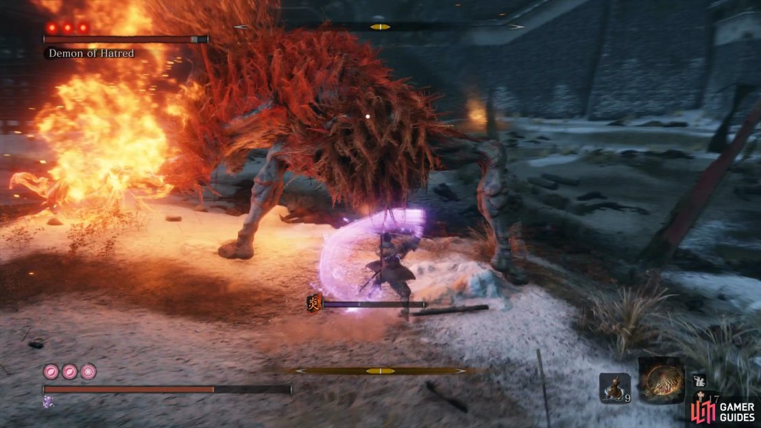 Stay behind or at his legs to attack
