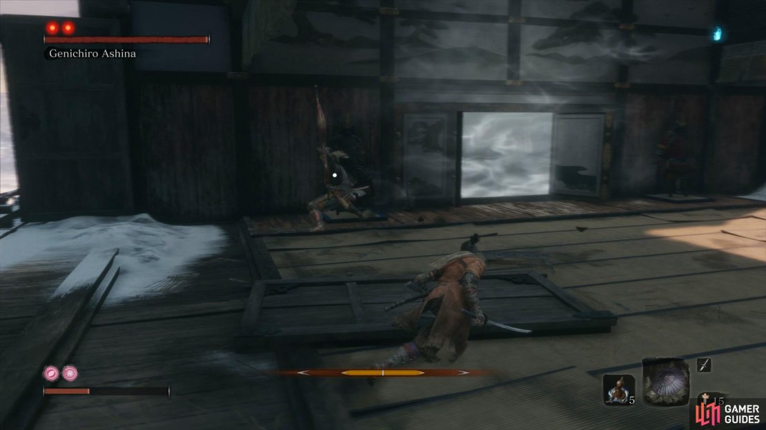 Genichiro will use his Bow when you’re at range