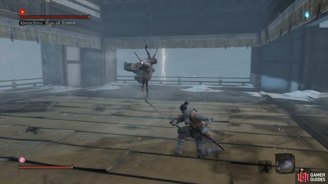 You can Mikiri Counter his Leaping Thrust