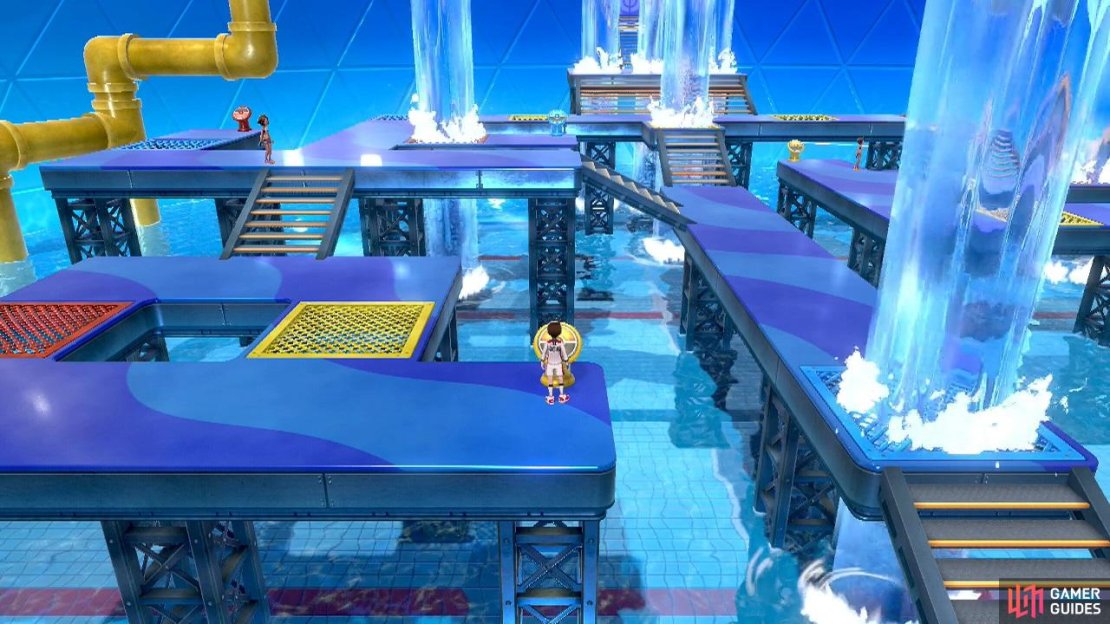 Step 1: Go down the yellow steps and press the yellow switch first.