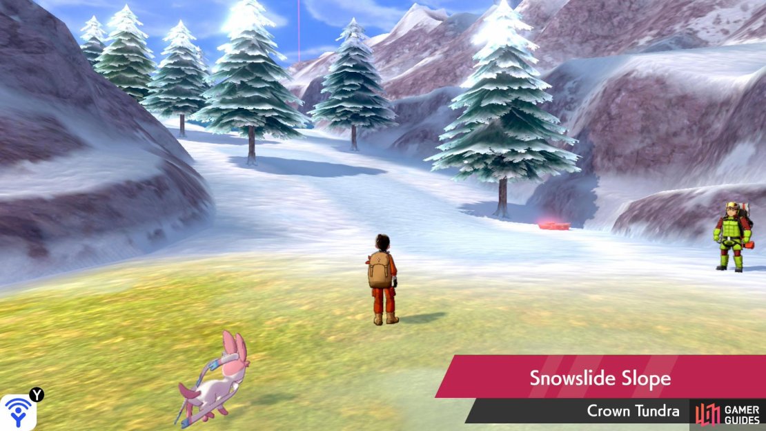 This snowy pathway leads up towards the Crown Shrine. We&rsquo;ll be heading to the shrine soon enough.