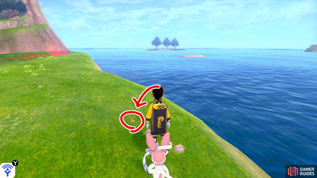 6/18: From Diglett 5, go to the right of the nearby rocky hill. By the edge of the cliff, next to two pebbles and before a Pok&eacute;mon Den.