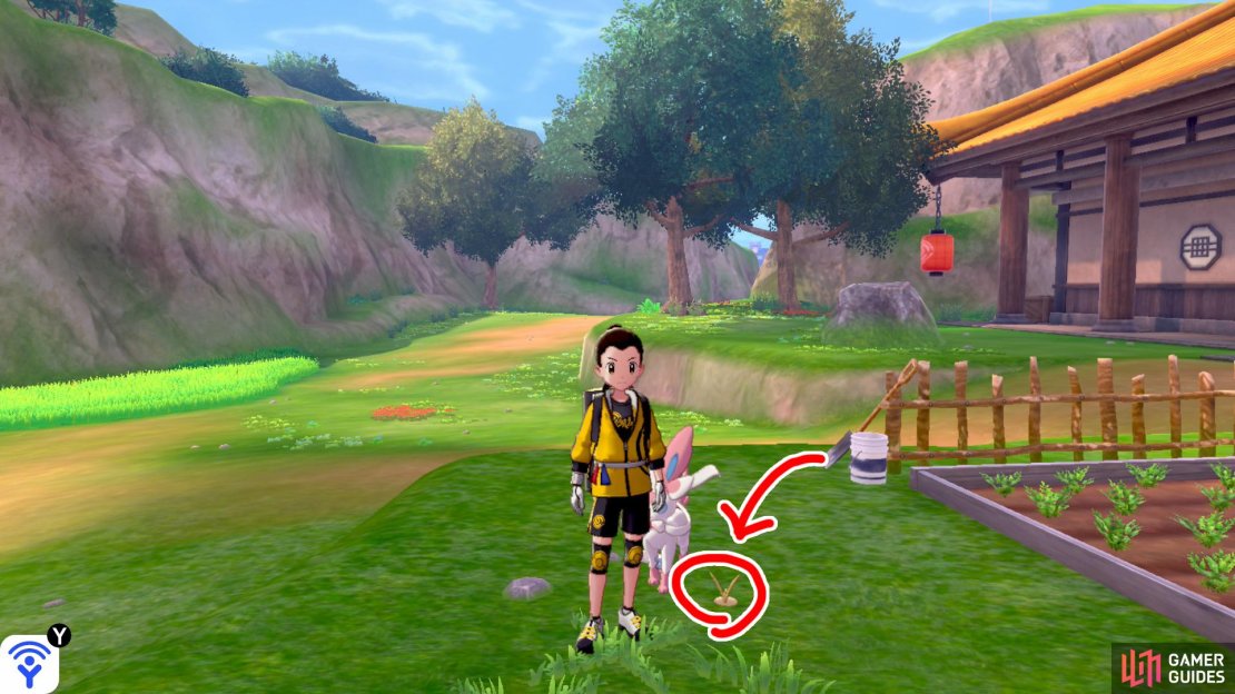 16/18: At the back of the first farming plot, in front of the Master Dojo, next to some pebbles.