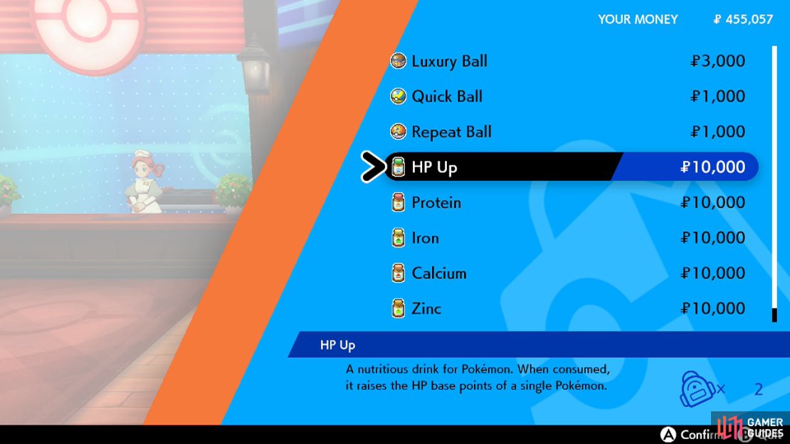 You can buy vitamins from the BP Shop in the first Hammerlocke Pok&eacute;mon Centre or the Pok&eacute; Mart clerk in the first Wyndon Pok&eacute;mon Centre.