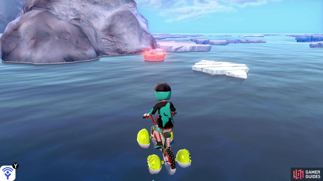 Next to another giant iceberg, at the far corner of the zone. It&rsquo;s pretty far away from everywhere else.