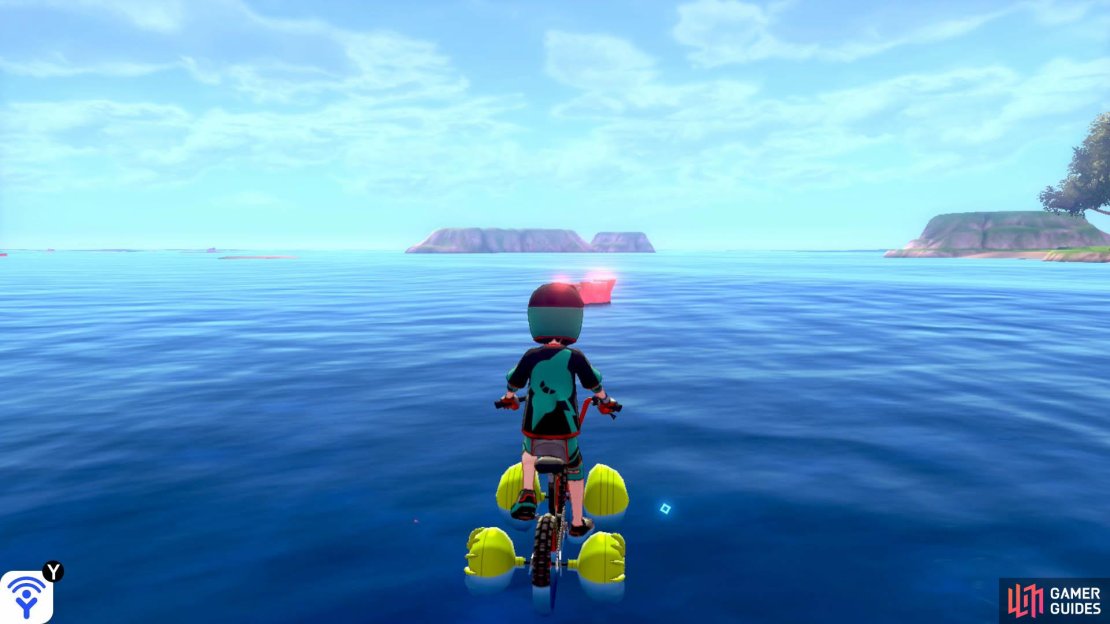 From the Tower of Waters on Challenge Beach, go to the left side of the tower (while facing the tower entrance) and, with your back to the tower, swim straight ahead. It&rsquo;s halfway between the tower and the elongated pair of islands, near the transition into Stepping-Stone Sea. Expect a Sharpedo coming your way.