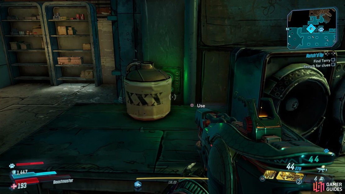 Break the bottle of booze to reveal the switch to Terry&rsquo;s secret lab.