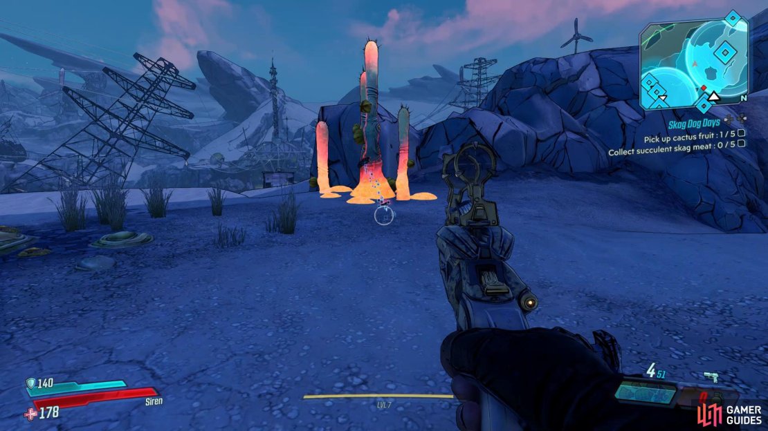 Cactis that are able to be destroyed will have a red glow on them, 