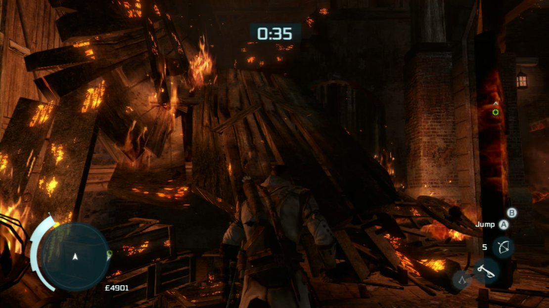 Once they are dead, continue through the open door at the back of the room and up the fallen walkway to the right. follow the set path all the way around, across a rooftop or two and continue towards the objective marker. From here, swan dive into the ocean below to complete the mission.