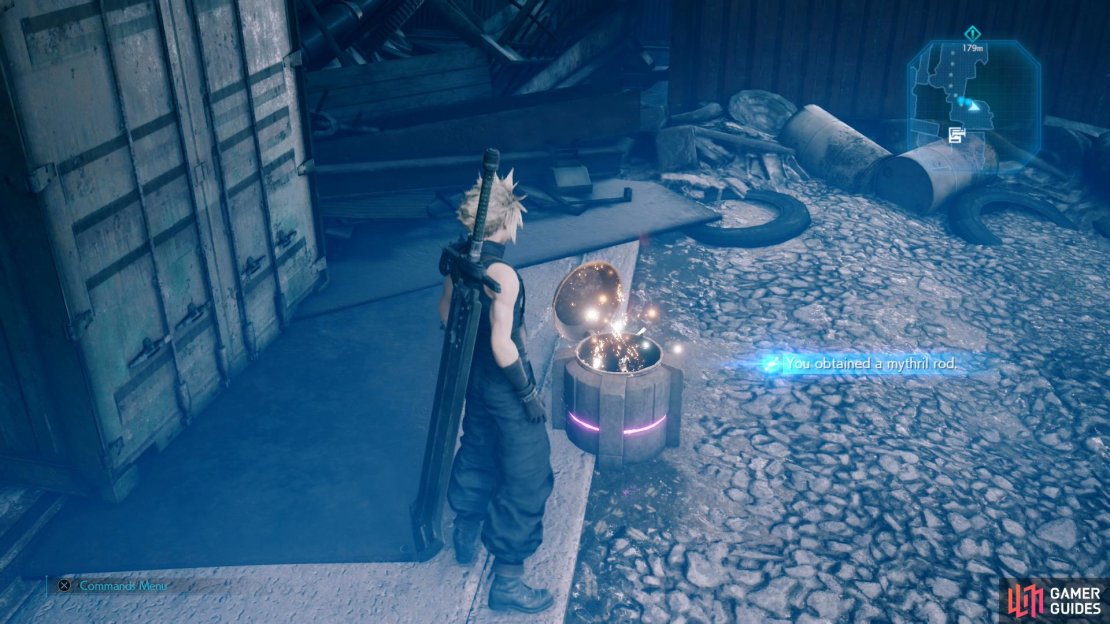 Pillage a chest to find a Mythril Staff.