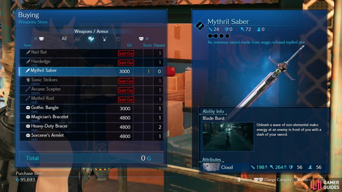 You can purchase a new weapon for Cloud from the Wall Market weapon shop.